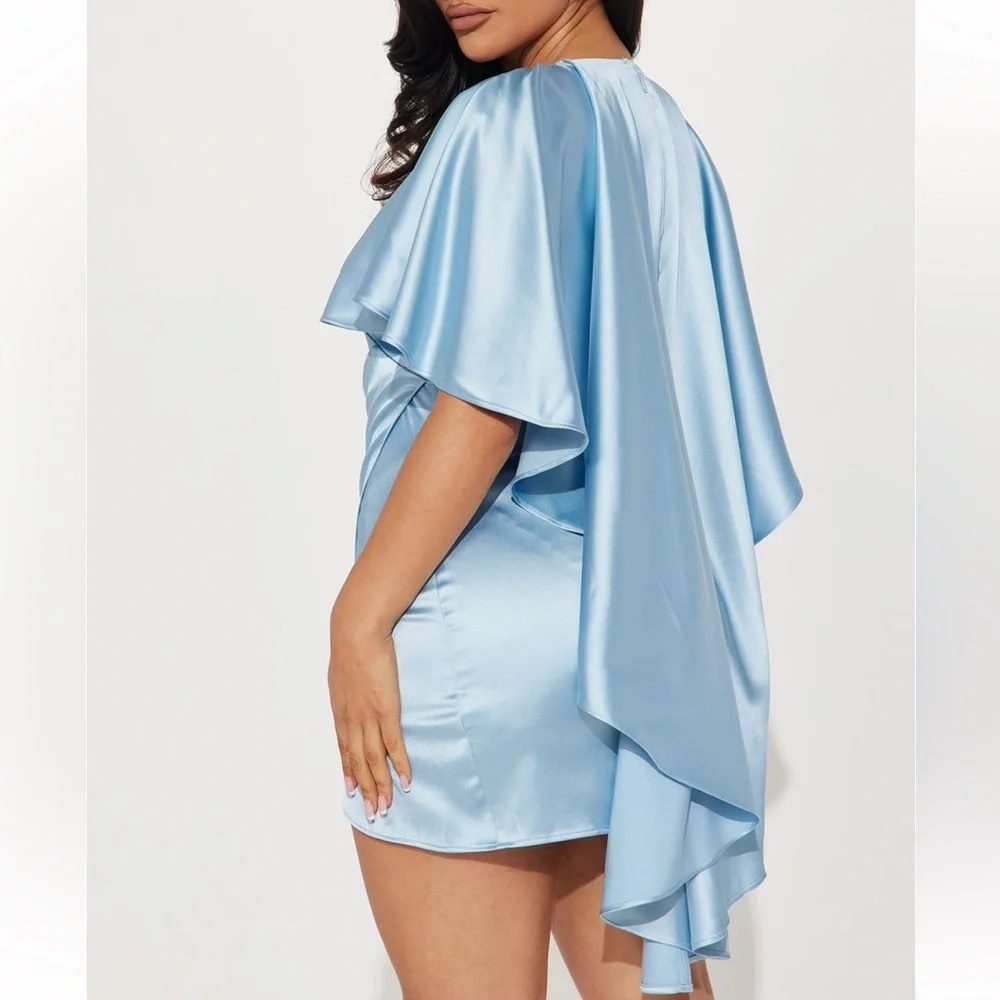 Fashion Nova Blue Satin Mini Dress
